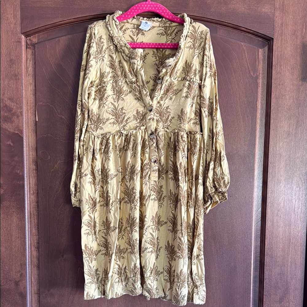 Kate Quinn Mustard and Brown Botanical Dress